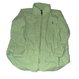 Ralph Lauren Toddler Button Down Shirt Green Pony Logo Size 4T